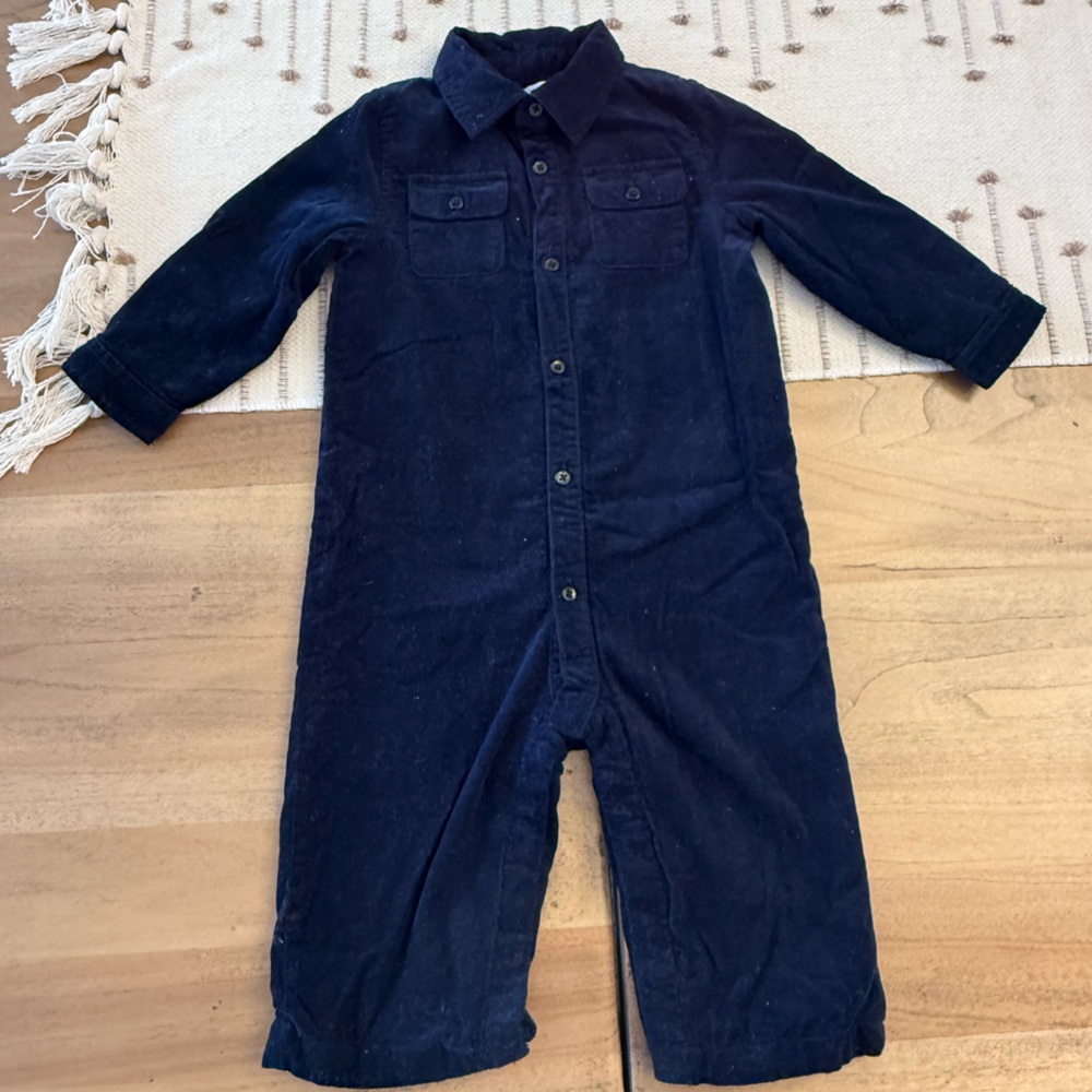 Navy Blue Button-Up Jumpsuit